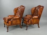 Antique Pair of Deep Buttoned Leather Wing Chairs (3 of 7) Antique Pair of Deep Buttoned Leather Wing Chairs (3 of 7)