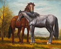 Original Signed 20th Century Vintage Horse & Foal Equestrian Oil on Canvas Painting (3 of 10) Original Signed 20th Century Vintage Horse & Foal Equestrian Oil on Canvas Painting (3 of 10)