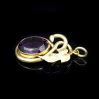 Antique Amethyst Paste Oval Rolled Gold Ivy Leaf Pendant (4 of 9) Antique Amethyst Paste Oval Rolled Gold Ivy Leaf Pendant (4 of 9)