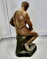 Large 1920s Plaster Figure of the Seated Blacksmith, Le Travail (6 of 12) Large 1920s Plaster Figure of the Seated Blacksmith, Le Travail (6 of 12)
