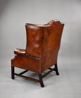 George II Style Brown Leather Hand Dyed Wingback Armchair (16 of 17) George II Style Brown Leather Hand Dyed Wingback Armchair (16 of 17)