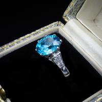 French Blue Zircon & Diamond Platinum & 18ct Gold Solitaire Ring (3 of 10) French Blue Zircon & Diamond Platinum & 18ct Gold Solitaire Ring (3 of 10)