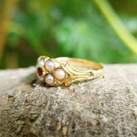 Antique 18ct Yellow Gold Garnet & Pearl Locket Ring (6 of 10) Antique 18ct Yellow Gold Garnet & Pearl Locket Ring (6 of 10)