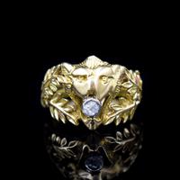 Antique Diamond Lions Head and Laurel Leaf 18ct 18K Yellow Gold Ring (5 of 9) Antique Diamond Lions Head and Laurel Leaf 18ct 18K Yellow Gold Ring (5 of 9)