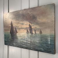 Antique marine seascape oil painting Fishing Boats with a good catch signed W Graves 1918 (4 of 11) Antique marine seascape oil painting Fishing Boats with a good catch signed W Graves 1918 (4 of 11)