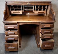 Antique Edwardian Oak Roll Top Pedestal Desk (5 of 10) Antique Edwardian Oak Roll Top Pedestal Desk (5 of 10)