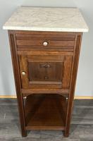 Antique French Oak Bedside Table Marble Top Cupboard Cabinet Nightstand LOT 3966