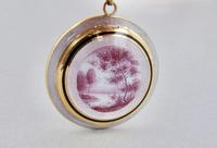 Rare 19th Century French enamel silver gilt compact with pink camaieu river landscape (5 of 8) Rare 19th Century French enamel silver gilt compact with pink camaieu river landscape (5 of 8)