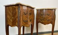 French Marquetry Bedside Tables Cabinets With Marble Tops Louis XVI Bombe Style (5 of 10) French Marquetry Bedside Tables Cabinets With Marble Tops Louis XVI Bombe Style (5 of 10)