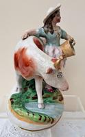 Pair of Antique English Victorian Staffordshire Pottery Figures - Milkman & Milkmaid with Cows - H 2314d / H 2314c (10 of 13) Pair of Antique English Victorian Staffordshire Pottery Figures - Milkman & Milkmaid with Cows - H 2314d / H 2314c (10 of 13)