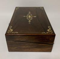Antique Victorian Rosewood Abalone Mother of Pearl Inlaid Writing Slope Box (12 of 13) Antique Victorian Rosewood Abalone Mother of Pearl Inlaid Writing Slope Box (12 of 13)