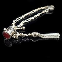 Antique Victorian Sterling Silver Albertina Albert Watch Chain Bracelet with Tassel and Drum Charm (9 of 14) Antique Victorian Sterling Silver Albertina Albert Watch Chain Bracelet with Tassel and Drum Charm (9 of 14)