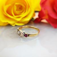 Antique Victorian 22ct 9ct Gold Old Mine Cut Diamond & Ruby Trilogy Ring | Three Stone Ring (9 of 10) Antique Victorian 22ct 9ct Gold Old Mine Cut Diamond & Ruby Trilogy Ring | Three Stone Ring (9 of 10)