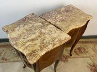 French Marquetry Bedside Tables Cabinets With Marble Tops Louis XVI Bombe Style (9 of 10) French Marquetry Bedside Tables Cabinets With Marble Tops Louis XVI Bombe Style (9 of 10)