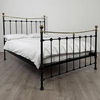 Vintage 20th Century Brass & Iron King Size Bed