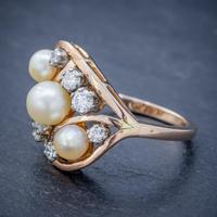 Antique Edwardian Pearl Diamond Cluster Ring 18ct Gold c.1910 (4 of 6) Antique Edwardian Pearl Diamond Cluster Ring 18ct Gold c.1910 (4 of 6)