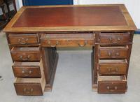 1920s Oak Desk with Red Leather Inset . 1 Piece. (4 of 4) 1920s Oak Desk with Red Leather Inset . 1 Piece. (4 of 4)
