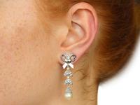 0.54ct Diamond & Pearl, 18ct White Gold Drop Earrings - Vintage c.1960 (9 of 9) 0.54ct Diamond & Pearl, 18ct White Gold Drop Earrings - Vintage c.1960 (9 of 9)