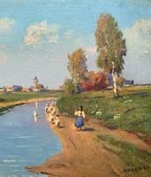 Josef Harencz Original Canal & Swan Landscape Oil Painting (4 of 10) Josef Harencz Original Canal & Swan Landscape Oil Painting (4 of 10)