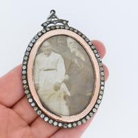 Antique Edwardian Paste Large Silver and Rose Gold Oval Locket Pendant in Box / Boxed (9 of 10) Antique Edwardian Paste Large Silver and Rose Gold Oval Locket Pendant in Box / Boxed (9 of 10)