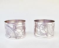 Fabulous Cased Pair of Victorian Silver Aesthetic Movement Napkin Ring by George Adams, London 1881 (3 of 7) Fabulous Cased Pair of Victorian Silver Aesthetic Movement Napkin Ring by George Adams, London 1881 (3 of 7)