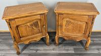 French Vintage Oak Bedside Tables Pair Cupboards Cabinets LOT 3912