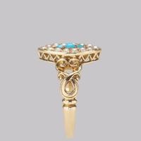 Antique Turquoise & Pearl Ring 18ct Gold Victorian Navette Shaped Ring circa 1890 (14 of 16) Antique Turquoise & Pearl Ring 18ct Gold Victorian Navette Shaped Ring circa 1890 (14 of 16)