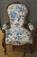 Victorian Walnut Armchair New Upholstery c.1860 (3 of 11) Victorian Walnut Armchair New Upholstery c.1860 (3 of 11)