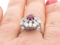 2.02ct Ruby & 1.60ct Diamond, Platinum Cluster Ring - Vintage c.1960 (12 of 12) 2.02ct Ruby & 1.60ct Diamond, Platinum Cluster Ring - Vintage c.1960 (12 of 12)