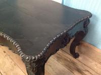 Late 19th Century French Ebonised Ebony Verneer Over Mahogany Hall Table with Carved Floral Pattern Two End Drawers (4 of 8) Late 19th Century French Ebonised Ebony Verneer Over Mahogany Hall Table with Carved Floral Pattern Two End Drawers (4 of 8)