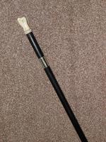 Antique Ebony Walking Stick with Hand Carved Fist Top & Nickel Collar - 91cm (4 of 12) Antique Ebony Walking Stick with Hand Carved Fist Top & Nickel Collar - 91cm (4 of 12)