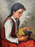 The Fruit Seller - Attractive Original Early 1900s Italian Oil Portrait Painting (2 of 10) The Fruit Seller - Attractive Original Early 1900s Italian Oil Portrait Painting (2 of 10)
