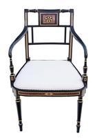 Regency Ebonised Elbow / Carver / Desk Chair