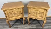Pair of  Bedside Tables Vintage French Style Oak Nightstands Cabinets (1 of 8)