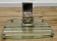 Art Deco Glass and Brass Desk Inkwell with Pen Rest (2 of 8) Art Deco Glass and Brass Desk Inkwell with Pen Rest (2 of 8)