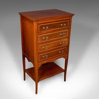 Antique Fall Front Music Cabinet, English, Walnut, Document Folio - Edwardian