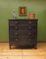 Antique Painted Black Bow Front Chest of Drawers (13 of 16) Antique Painted Black Bow Front Chest of Drawers (13 of 16)