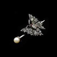 Antique Paste and Pearl Sterling Silver Butterfly Insect Brooch Pin (2 of 10) Antique Paste and Pearl Sterling Silver Butterfly Insect Brooch Pin (2 of 10)