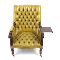Regency Style Mahogany Library Chair with Mustard Leather Button Back (4 of 6) Regency Style Mahogany Library Chair with Mustard Leather Button Back (4 of 6)