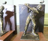 Pair of Brass Bookends for Golf Enthusiasts