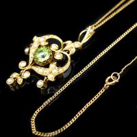 Antique Peridot and Pearl Lavalier 15ct 15K Gold Drop Pendant Necklace and Brooch (6 of 12) Antique Peridot and Pearl Lavalier 15ct 15K Gold Drop Pendant Necklace and Brooch (6 of 12)