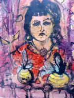 Mixed Media Girl in the Window Artist Claude Rowbothan 1955 (9 of 10) Mixed Media Girl in the Window Artist Claude Rowbothan 1955 (9 of 10)