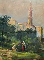 Large Early 1900s North African Cityscape with Mosque Oil Painting on Canvas (10 of 15) Large Early 1900s North African Cityscape with Mosque Oil Painting on Canvas (10 of 15)