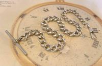 Antique Silver Pocket Watch Chain 1890s Victorian Graduated Curb Link Albert & T Bar (4 of 11) Antique Silver Pocket Watch Chain 1890s Victorian Graduated Curb Link Albert & T Bar (4 of 11)