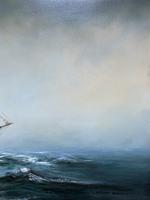 Large Beautiful Mid-Century Full-Masted Ship in Rough Seas Seascape Oil Painting (9 of 12) Large Beautiful Mid-Century Full-Masted Ship in Rough Seas Seascape Oil Painting (9 of 12)