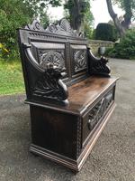Antique English Carved Oak Hall Bench Settle (5 of 10) Antique English Carved Oak Hall Bench Settle (5 of 10)