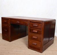 Desk Twin Pedestal Mahogany Leather Art Deco (3 of 12) Desk Twin Pedestal Mahogany Leather Art Deco (3 of 12)