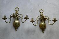 Pair of Dutch Style Brass 3 Branch Wall Candle Sconce (3 of 13) Pair of Dutch Style Brass 3 Branch Wall Candle Sconce (3 of 13)