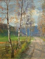 Beautiful Original Antique Vintage Autumn Birch tree Landscape Oil Painting (3 of 11) Beautiful Original Antique Vintage Autumn Birch tree Landscape Oil Painting (3 of 11)