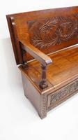 Late Victorian Carved Oak Monks Bench (7 of 16) Late Victorian Carved Oak Monks Bench (7 of 16)